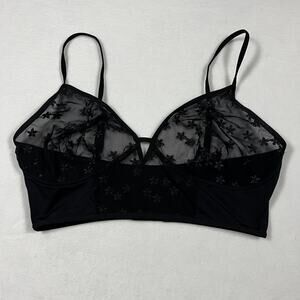 INC International Concepts Women’s sheer daisy flower black lace bralette